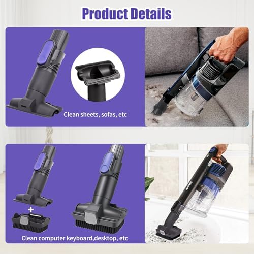 Vacuum Crevice Tool and Removable 2-in-1 Tool Brush Replacement Parts Compatible with Shark Pet Cordless Stick IX141 IZ462H IZ483H IZ363HT IZ361H IZ163H IZ362H Attachments for D-Shaped Vacuum Cleaner - Image 3