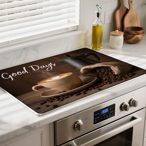 Heat-resistant Stove Top Cover - 28.5" X 20.5" Cooktop Protector Covers, Scratch-resistant Washable Pad Kitchen Countertop Mat (Latte, 28.5" x 20.5") by BSFHH