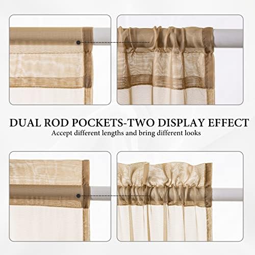 MIULEE Brown 25 x 72 Inches Sidelight French Door Sheer Curtains - Image 5