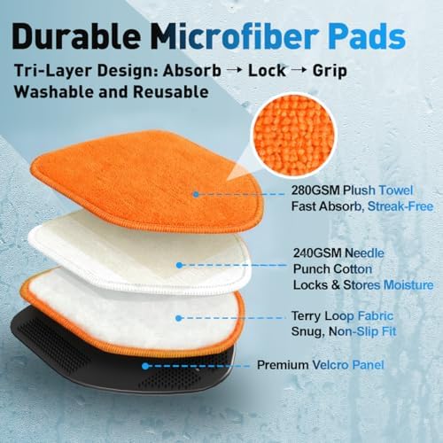 XINDELL Interior Windshield Cleaner Tool, Car Window Cleaning Kit with 4 Reusable Microfiber Pads, Extendable Handle & 360° Rotating Head, Streak-Free Auto Glass Wiper for Truck SUV RV - Image 4