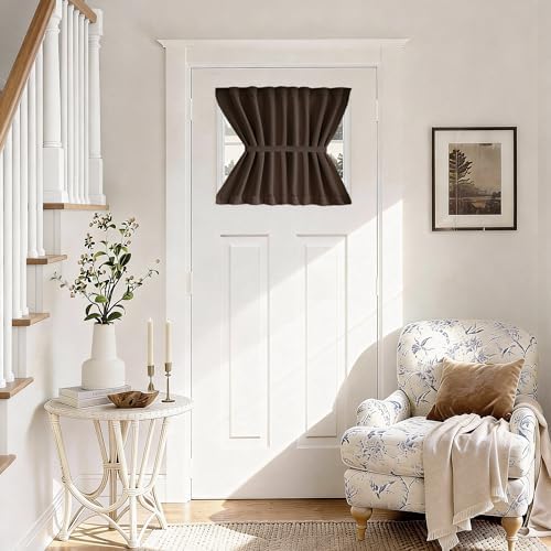 Vatge Small Door Curtain Blackout Doors Window Curtain with Magic Tape for Small Window/Front/Glass/Classroom Door, 1 Panel, W25 x L20, Brown by Vatge