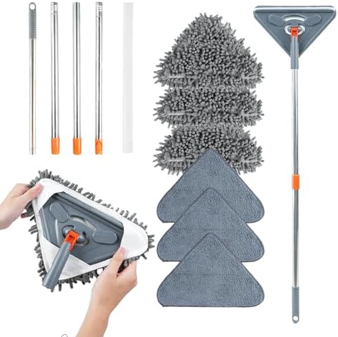 Long Handle Wall Mop & Baseboard Cleaner - Multi-Surface Dusting Tool for Walls, Floors, Baseboards - Wet/Dry Cleaning Mop with Adjustable Handle (Home & Kitchen Use) by Unknown