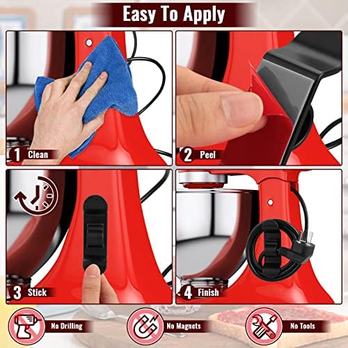 Jeymei 6Pcs Black Cord Organizer for Kitchen Appliances & 4-Pack Damp Clean Duster Sponge Pink - Image 4