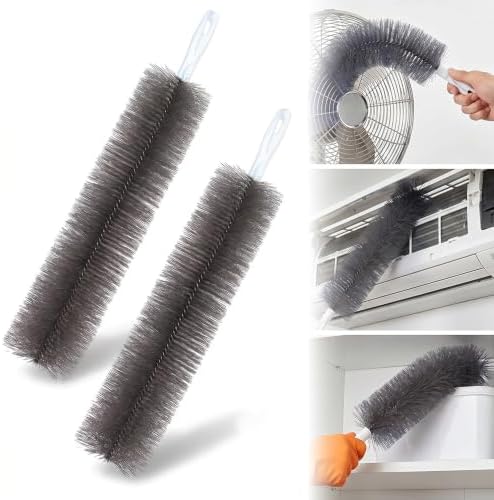 Bendable Microfiber Head, Fan Cleaner Brush, Reusable Fan Brush Cobweb Duster Microfiber Duster Ideal for Ceiling Duster, Household Duster Curtains，Fan Cleaner for Box Fan (Gray-2Pcs) by BNGXR