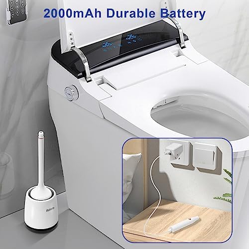 Electric Toilet Brush,Silicone Toilet Brush,Toilet Bowl Brush and Holder Set with Ventilated Holder,Toilet Brush, Floor Standing, Wall Mounted Without Drilling，Rechargeable - Image 5