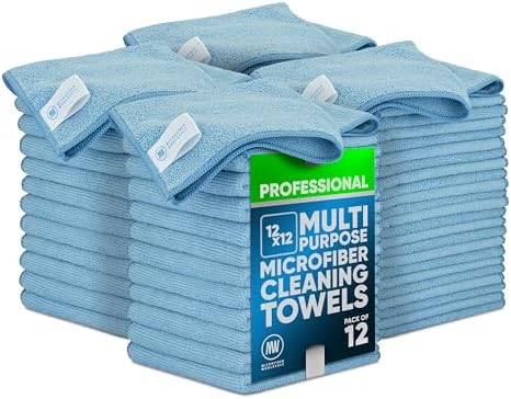 Microfiber Cleaning Wholesale Cloths (48 Pack) | Size 12" x 12"| All Purpose Microfiber Towels - Clean, Dust, Polish, Scrub, Absorbent (Blue) by MicrofiberWholesale