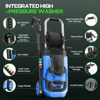 2026 New 5000 PSI Electirc Pressure Washer with 3 Levels Adjustable Pressure Gun, 4 Nozzles and Foam Cannon, Heavy Duty Power Washer for Home/Car/Fence/Garden, 20FT Hose+35FT GFCI Cord, Blue - Image 4