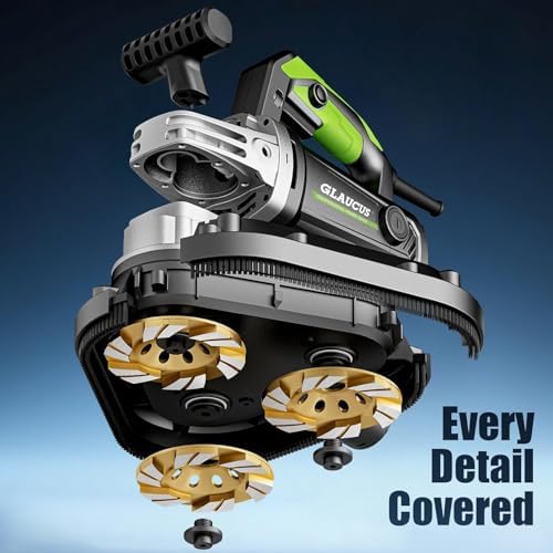 4" 3-Head Concrete Grinder, 2450W Concrete Floor Grinder with Bristle Dust Shroud & Vacuum, 6-Speed Diamond Grinding Machine for Concrete, Marble, Granite, Cement Floor Wall Polishing - Image 5