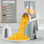 Rotary Cheese Grater Manual Hand Crank 5 Blade Shredder, Classic Gray - Image 3