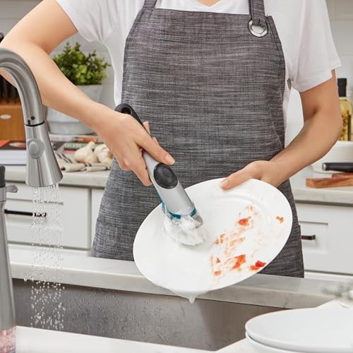 OXO Steel Soap Dispensing Dish Brush, Dish Brush with Handle for Pans, Sink - Image 3