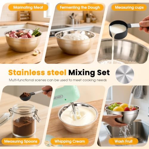 Lord Eagle 5-Speed Hand Mixer Electric With 4 Mixing Bowls Set - Image 4