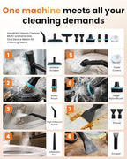 Steam Cleaner for Home & Car – Handheld Steamer for Cleaning with 2500W High Temperature, 3 Modes, 12 Accessories & 1.8L Large Tank, Portable Steam Cleaner for Couch, Grease, Kitchen, Bathroom, Car - Image 5