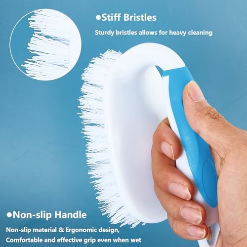 Scrub Brush Set, 4 Pack Deep Cleaning Brush Kit, Blue - Image 5
