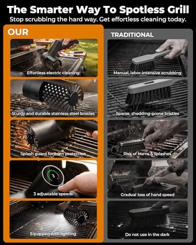 Electric Grill Brush, 3-Speed Cordless High-Speed Motor BBQ Grill Cleaner - Image 5