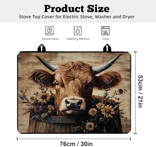 Stove Top Covers for Electric Stove: 30''×21'' Stove Mat Protective Cooktop Cover Expands Counter Area, Kitchen (Cow) - Image 2