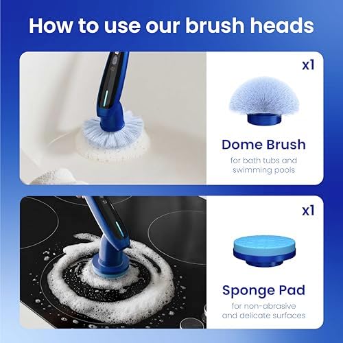2026 Upgraded Electric Spin Scrubber: 120 Min Runtime, IPX7 Waterproof Cordless Power Scrubber, Adjustable Extension Handle, 8 Heads, 2 Speeds for Shower, Tub, Tile & Floor - Image 7