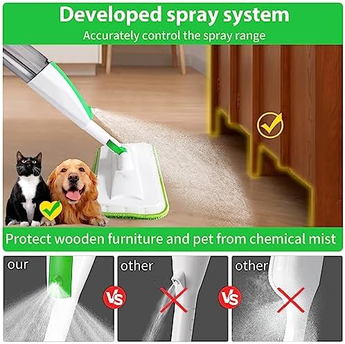 Wet Spray Mop for Floor Cleaning with 14 oz Bottle & 3 Microfiber Pads - Image 2