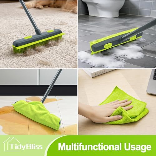 TidyBliss Pet Hair Removal Rubber Broom with Silicone Squeegee (Green) - Image 6