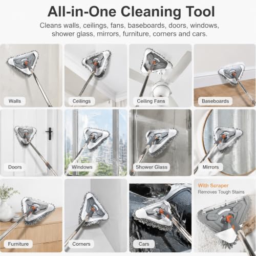 Wall Cleaner Mop with Long Handle 82 Inches,3-in-1 Ceiling Cleaner for Dust - Image 3