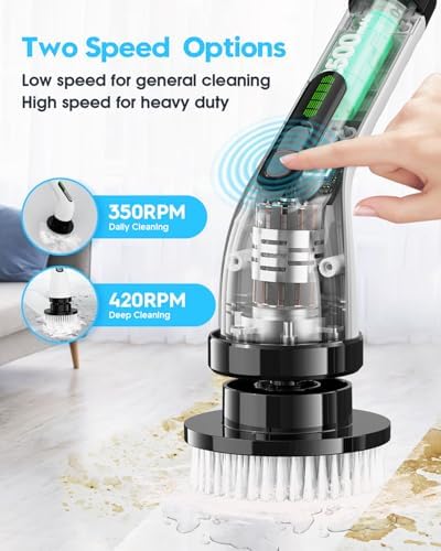 Highyes Electric Spin Scrubber for Cleaning Bathroom: Cordless Power Shower Scrubber - Electric Cleaning Brush for Tile Tub - Image 4