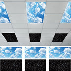 Wiooffen 6 Pcs Fluorescent Light Cover with 60 Magnets Decorative for Classroom Ceiling Lights 4 x 2 Feet Magnetic Light Covers Filter Easy Install for Office Hospitals & Home (Cloud and Starry Night) by Wiooffen