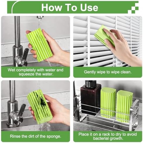 Jeymei Damp Clean Duster Sponge,4Pcs Green Dust Sponge for Cleaning - Image 3