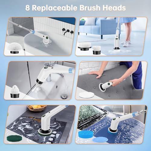 PUFTEM Electric Spin Scrubber, Cordless Shower Scrubber, Adjustable Handle - Image 6