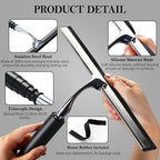 Toncoke 2 in 1 Window Squeegee, Shower Squeegee Window Cleaning Kit with Extension Pole Long Handle Squeegee for Shower Glass Floor Bathroom Home Outdoor, 12 inch Wide, Black - Image 3