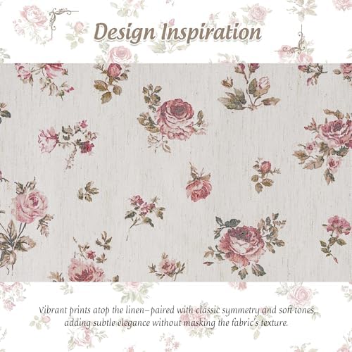 StangH Vintage Magnetic Red Floral Linen Roman Shades, W30 x L64, 1 Panel - Image 6