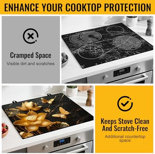 Stove Top Cover for Electric Stove,Glass Stove Top Cover, Heat Resistant Glass Cooktop Cover, Stovetop Protector, Kitchen Decor, Dish Drying Mats Cover for Ceramic Washer Top 28.5x20.5 inch - Image 5