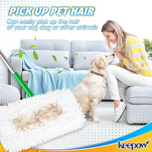 KEEPOW Reusable Microfiber Mop Pads Compatible with Swiffer Sweeper, 4 Pack - Image 5