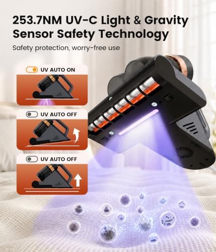 Mattress Vacuum Cleaner, 15Kpa Bed Vacuum Cleaner with UV-C Light Technology & Thermal Care, HEPA Filter & Ultrasonic, Versatile Handheld Vacuums Machine Deep Cleaner for Bed, Couch, Sofa, Crib - Image 3