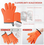 MAD SHARK Silicone Oven Mitts with Fingers Heat Resistant 450°F in Kitchen - Image 4