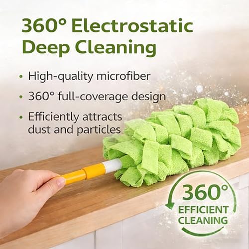 360° Electrostatic Reusable Duster Refills - Washable, Reusable Duster Pads for Cleaning, High-Density Microfiber, Fits Most Standard Duster Handles, for Home Office Car High Adsorption Duster (10pc) - Image 6