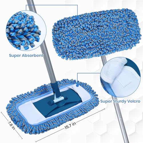 TrueYee Dust Mop for Hardwood Floors with 57" Long Handle Wet & Dry Mops for Catching Pet Hair and Dust Bunny Microfiber Dust Mops for Vinyl, Wood, Tile, Laminate Flooring - Image 5