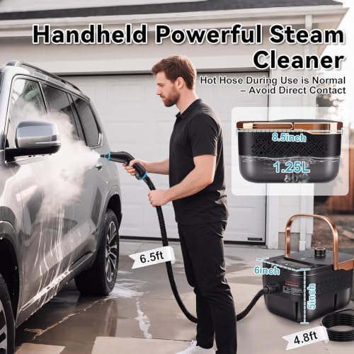 Steam Cleaner, Handheld Steamer for Cleaning with 17pcs Accessories, 3 Level Adjustable, 15s Heat Up, 2500W High Pressure Portable Steam Clean for Home, for Tile, Dirt, Grout, Grease, Car Detailing - Image 3