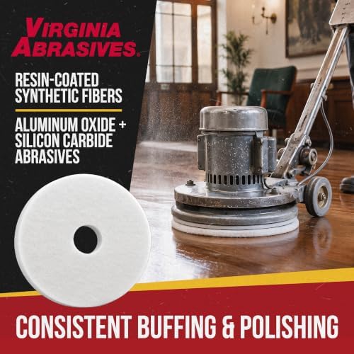 White Floor Maintenance Pads, High-Gloss Buffing & Polishing, 17" - 5 Pack - Image 3