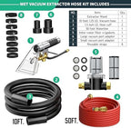 Shop Vac Extractor Kit,Spray Aspirating of Wet Vacuum Hose Extractor Kit,with 50FT Waterline Convert the Universal Shop Vacuum,Into A Professional Auto Carpet Cleaner Machine,for Household,Car,Textile - Image 2