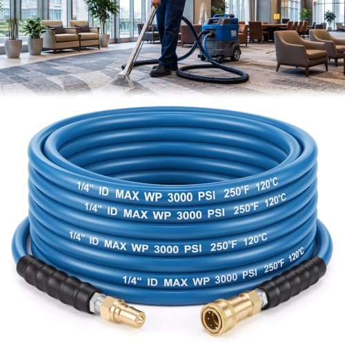1/4"x50' Blue Carpet Cleaning Solution Hose with Quick Connector by Innconee