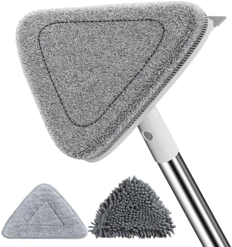 Wall Cleaner Mop with Long Handle, 75-Inch Wall Duster and Baseboard Cleaner Tool, 360° Rotating Head with 2 Washable Microfiber and Chenille Pads for Painted Walls, Ceilings, Windows and Floors by Unknown