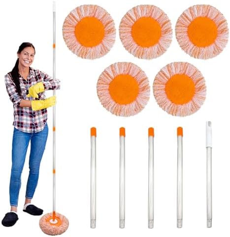 360 Rotatable Adjustable Wall Mop with 5 Mop Heads, 78 Inch Wall Cleaner for Floor, Ceiling & Baseboard by LPABY