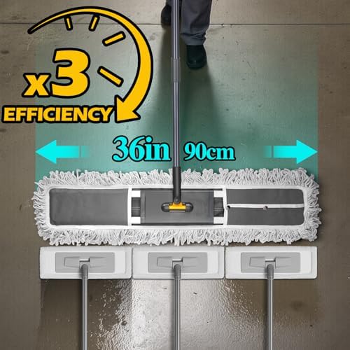 36” Commercial Dust Mop with 62” Adjustable Handle & 2 Reusable Pads - Image 2