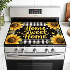 Multi-Design Stove Top Cover for Glass/Electric Stoves - 3-in-1 Heat-Resistant Protector Mat, Non-Slip Drying Rack 28"x20" (Sunflower) by AOHMPT
