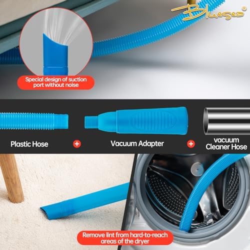 BLuesea Dryer Vent Cleaner Kit, 15-Piece Ultimate Dryer Cleaning Kit Include 50 Feet Dryer Vent Brush, Upgrade Noiseless Dryer Lint Vacuum Attachment, Lint Trap Brush, Vacuum & Dryer Adapters - Image 4