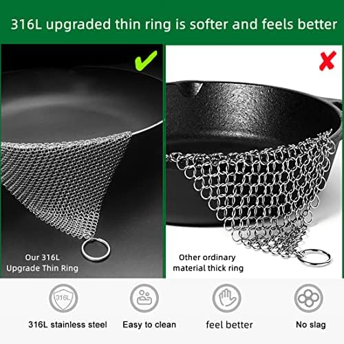 Cast Iron Cleaner & Chainmail Skillet Scrubber - 36''x36'' 3.8mm Small Ring, 316L Stainless Steel Interlocking Mesh Sheet, Flexible Chainmail Panel, Fine Linked Ring Fabric, Woven Ring Net - Image 5