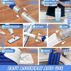 HOMTOYOU Microfiber Flat Mop with Sprayer: Spray Mop with 4 Washable Pads - Image 6