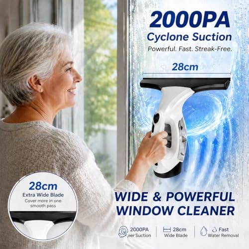 Window Vacuum Cleaner Electric Squeegee Cordless Glass Cleaner Tool Handheld Power Scraper with 28cm Blade for Window Shower Car - Image 2