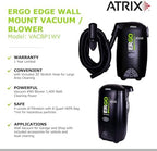 Atrix Ergo Edge Canister Shop Vac-Wall Mounted Garage Vacuum Cleaner with Built-in Dust Bag & Extendable Hose-Compact Black Design, 20 x 9 x 12 - Image 4