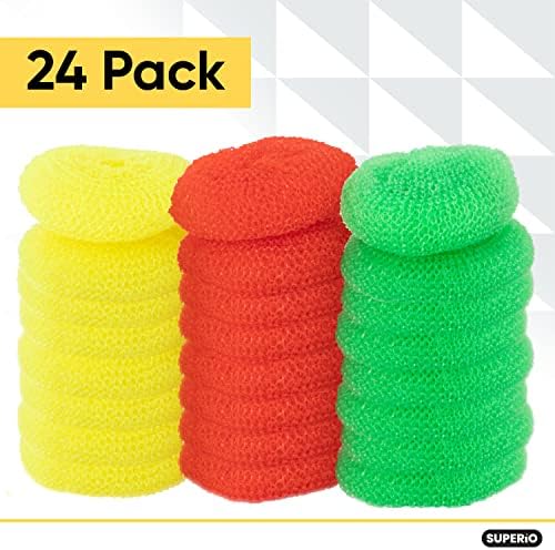 Nylon Scouring Pads-Dish Scrubbers, for Dishes, Pots, and Stoves, Durable Mesh Scourers, for Tough Cleaning. Nylon Dish Scrubbers, Assorted Colors (Superio) (24 Pack) - Image 2