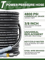 3/8" 4800PSI Pressure Washer Hose 100FT Swivel Quick Connect - Image 2